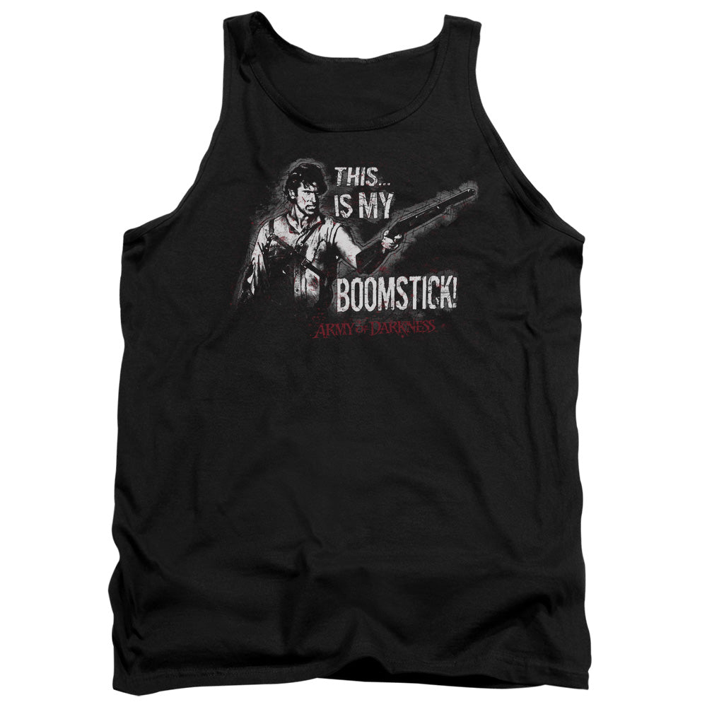 AN OFFCIALLY LICENSED ARMY OF DARKNESS BOOMSTICK ADULT UNISEX TANK TOP BLACK