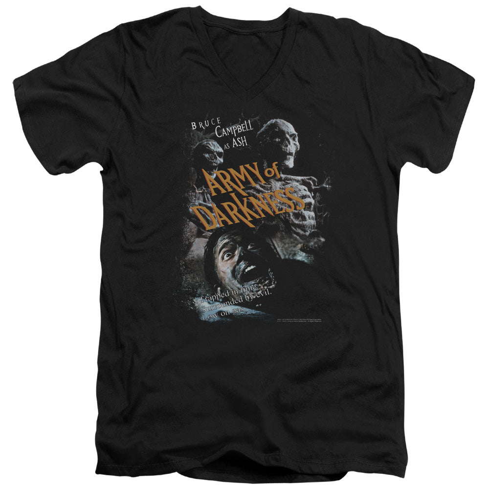AN OFFCIALLY LICENSED ARMY OF DARKNESS COVERED MEN'S V-NECK T-SHIRT BLACK