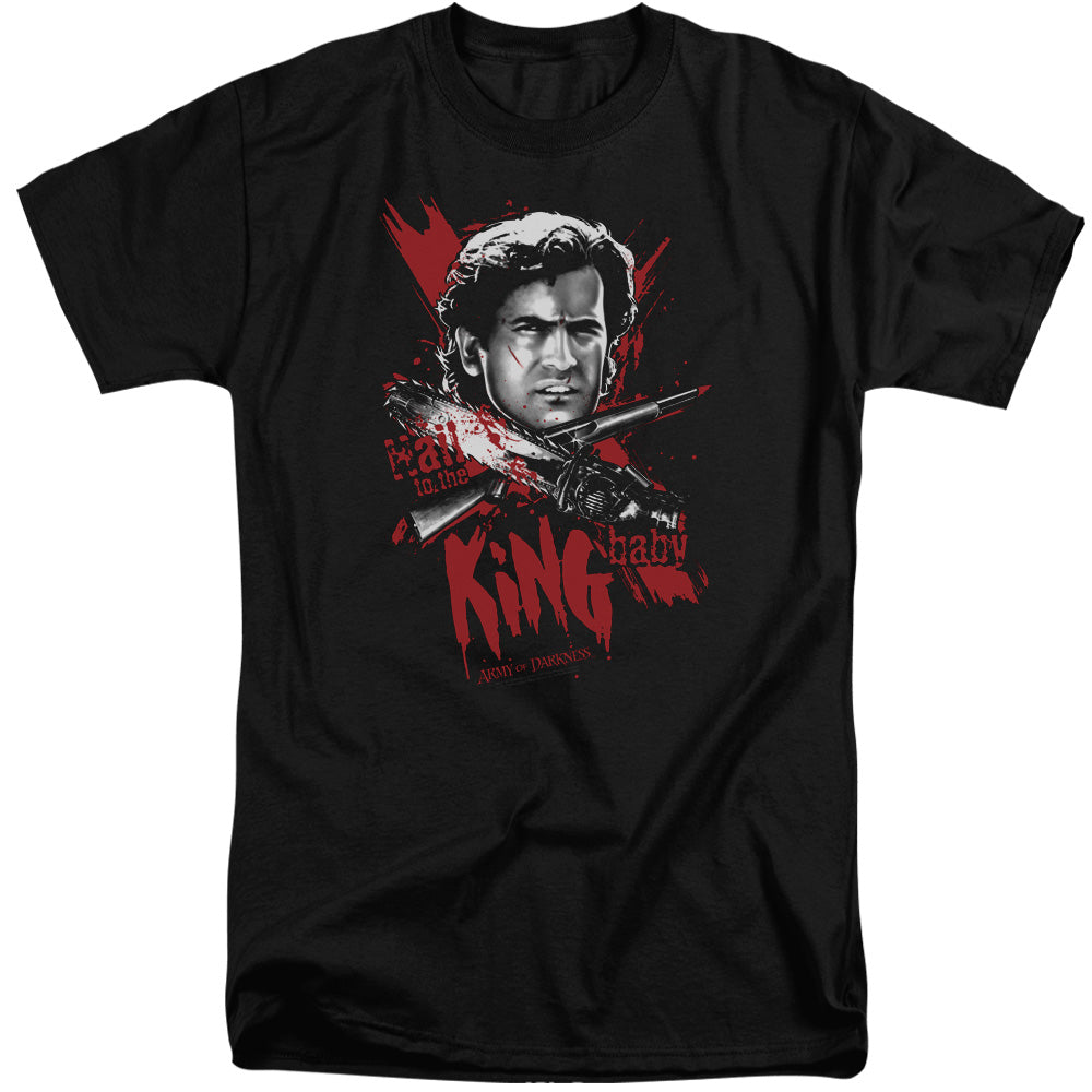 AN OFFCIALLY LICENSED ARMY OF DARKNESS HAIL TO THE KING MEN'S TALL FIT T-SHIRT BLACK