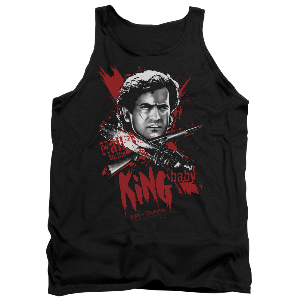 AN OFFCIALLY LICENSED ARMY OF DARKNESS HAIL TO THE KING ADULT UNISEX TANK TOP BLACK