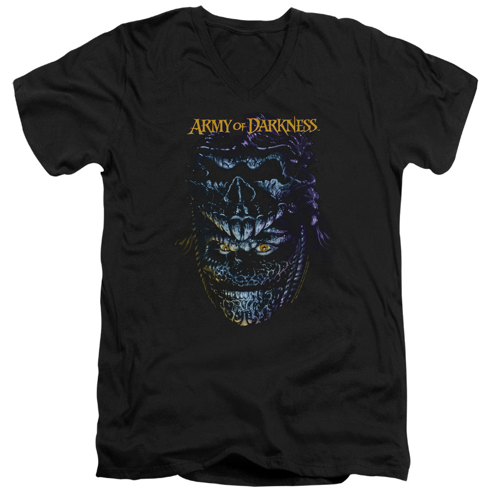 AN OFFCIALLY LICENSED ARMY OF DARKNESS EVIL ASH MEN'S V-NECK T-SHIRT BLACK