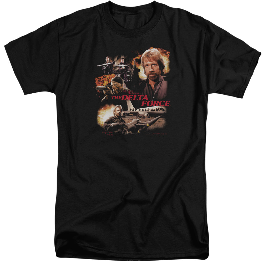 AN OFFCIALLY LICENSED DELTA FORCE ACTION PACK MEN'S TALL FIT T-SHIRT BLACK