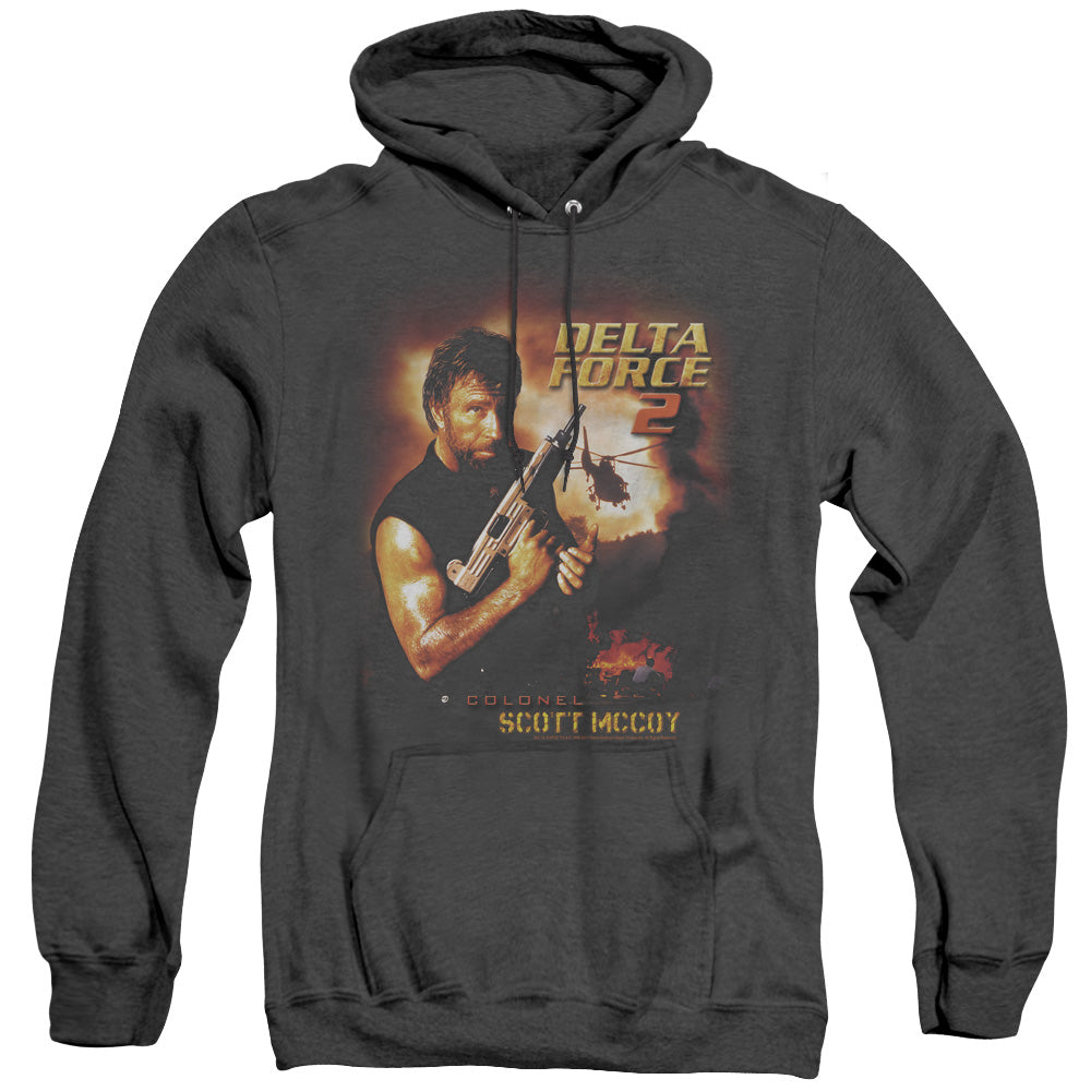 AN OFFCIALLY LICENSED DELTA FORCE DELTA FORCE 2 POSTER ADULT UNISEX HEATHER PULLOVER HOODIE BLACK