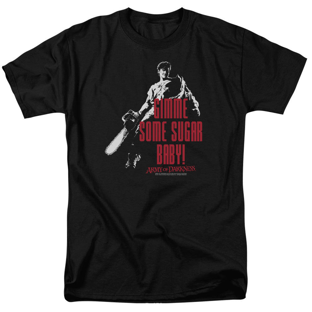 AN OFFCIALLY LICENSED ARMY OF DARKNESS SUGAR MEN'S REGULAR FIT T-SHIRT BLACK