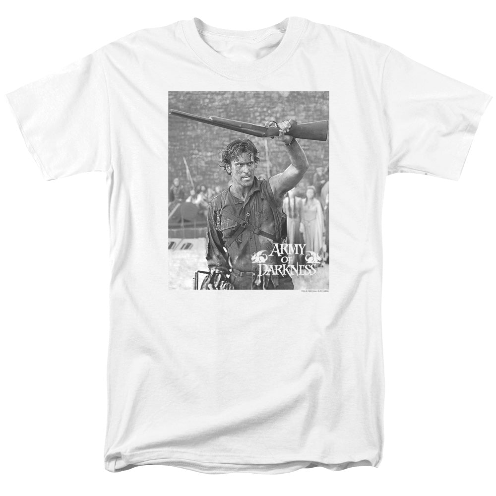 AN OFFCIALLY LICENSED ARMY OF DARKNESS BOOM MEN'S REGULAR FIT T-SHIRT WHITE