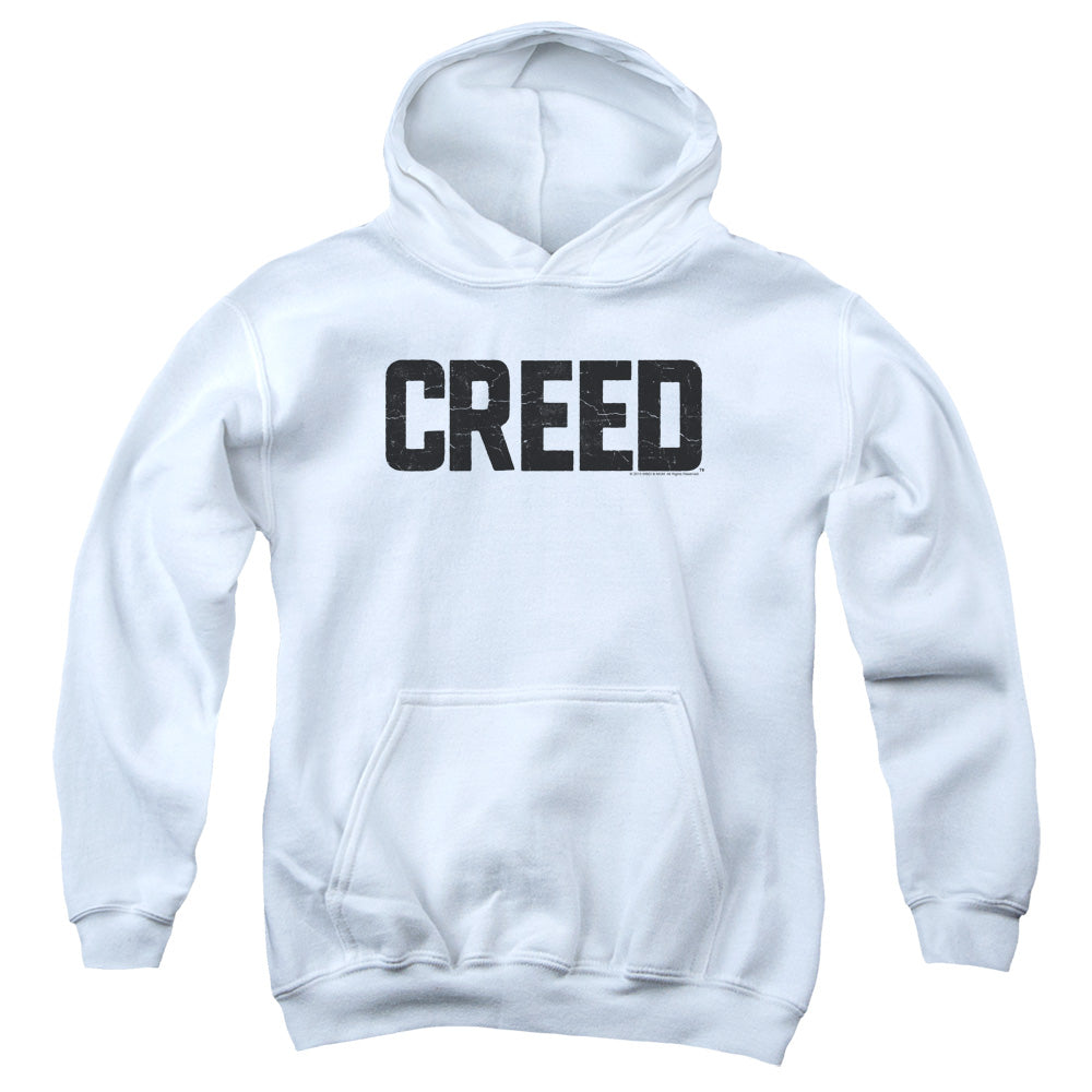 AN OFFCIALLY LICENSED CREED CRACKED LOGO YOUTH HOODIE WHITE