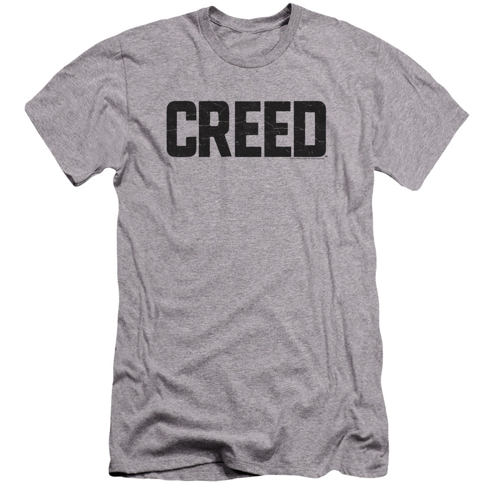 AN OFFCIALLY LICENSED CREED CRACKED LOGO MEN'S PREMIUM SLIM FIT T-SHIRT ATHLETIC HEATHER