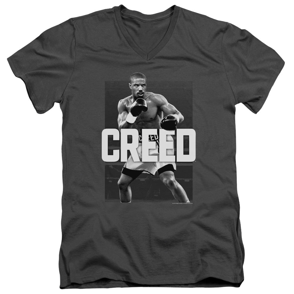 AN OFFCIALLY LICENSED CREED FINAL ROUND MEN'S V-NECK T-SHIRT CHARCOAL