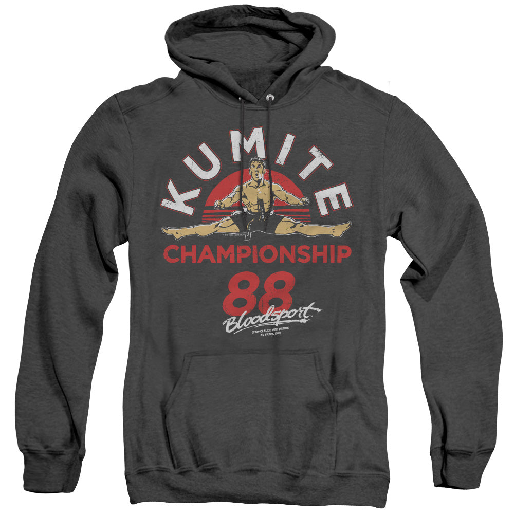 AN OFFCIALLY LICENSED BLOODSPORT CHAMPIONSHIP 88 ADULT UNISEX HEATHER PULLOVER HOODIE BLACK