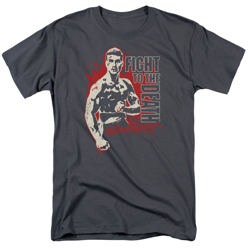 AN OFFCIALLY LICENSED BLOODSPORT TO THE DEATH MEN'S REGULAR FIT T-SHIRT CHARCOAL