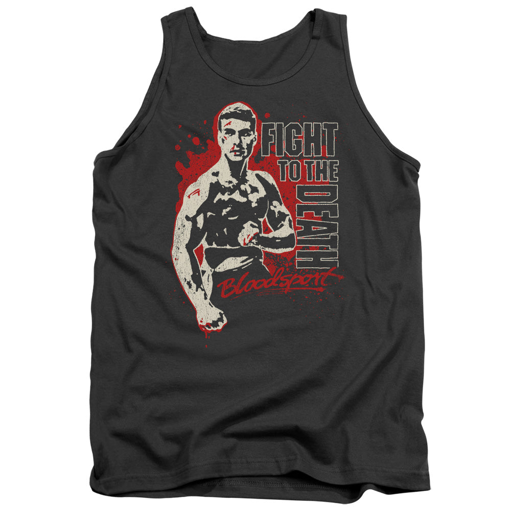 AN OFFCIALLY LICENSED BLOODSPORT TO THE DEATH ADULT UNISEX TANK TOP CHARCOAL