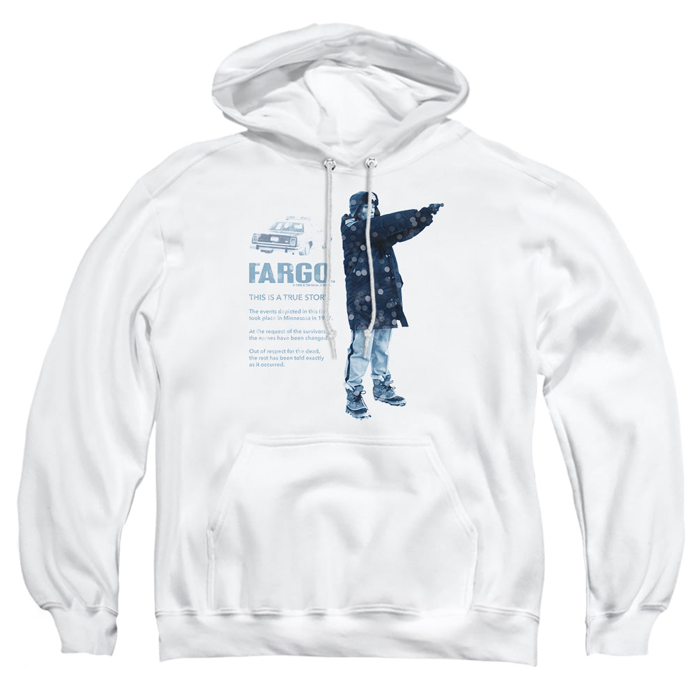 AN OFFCIALLY LICENSED FARGO THIS IS A TRUE STORY ADULT UNISEX PULLOVER HOODIE WHITE