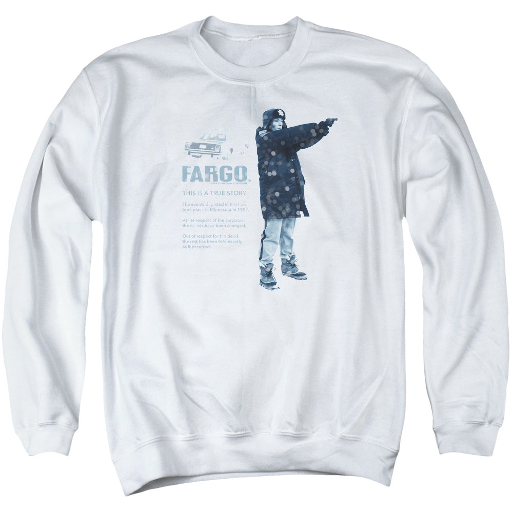 AN OFFCIALLY LICENSED FARGO THIS IS A TRUE STORY ADULT UNISEX CREWNECK SWEATSHIRT WHITE