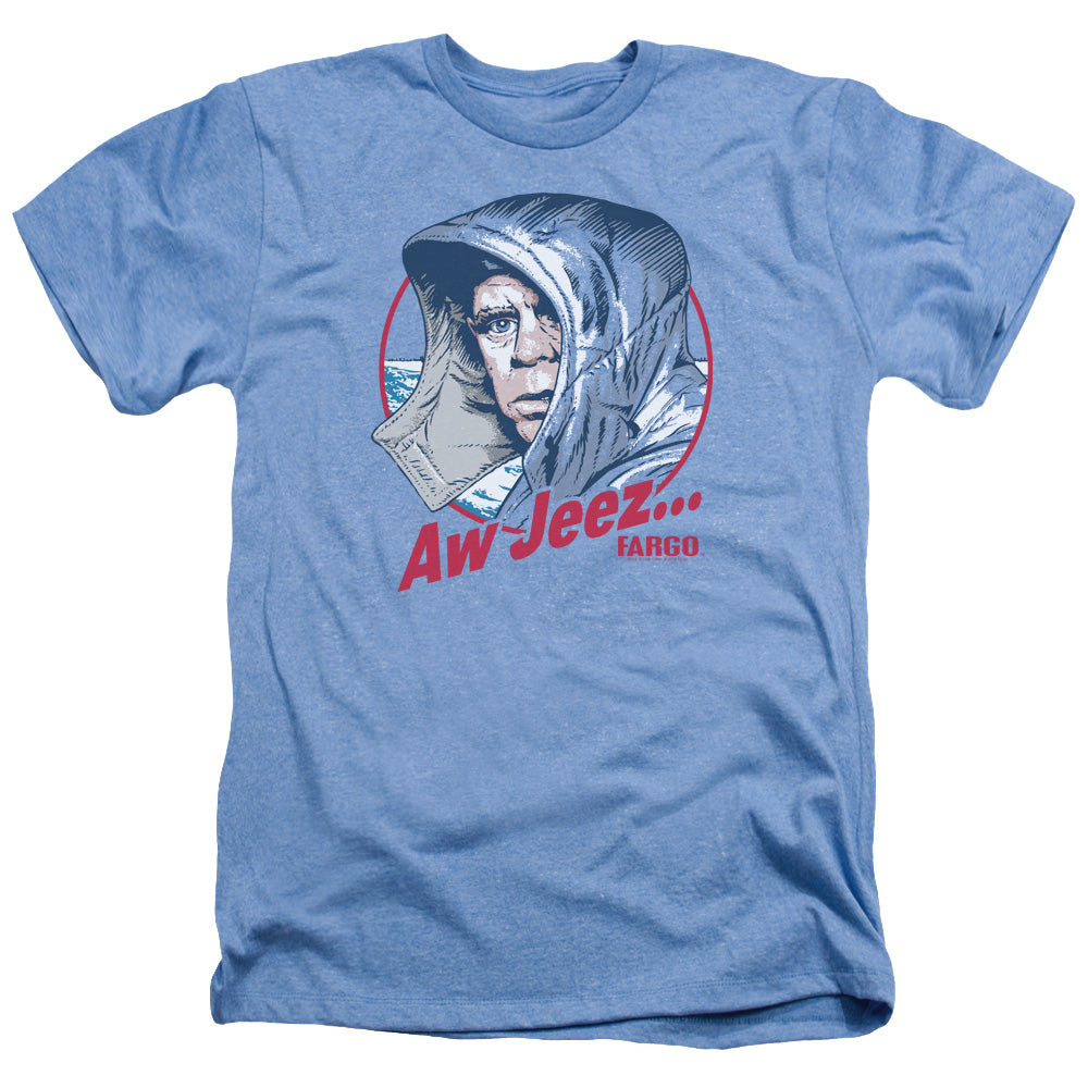 AN OFFCIALLY LICENSED FARGO AW JEEZ MEN'S HEATHER T-SHIRT LIGHT BLUE