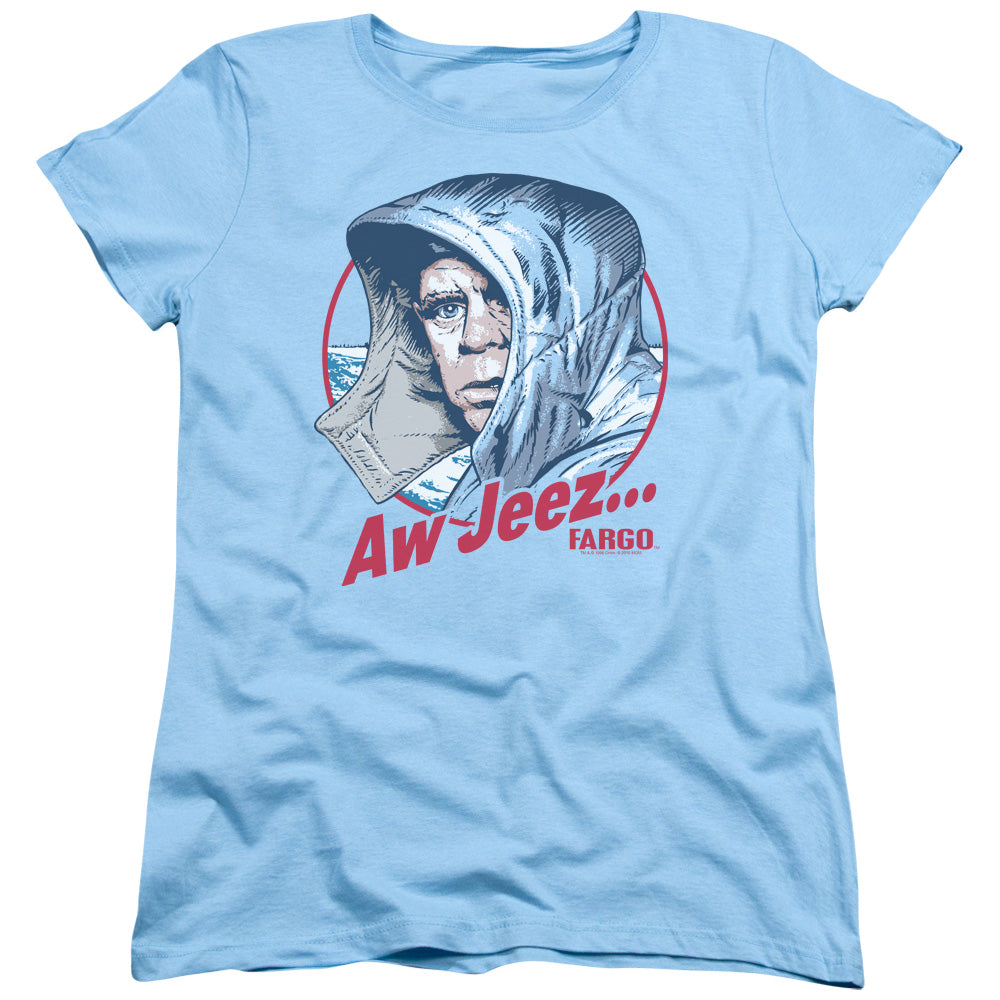 AN OFFCIALLY LICENSED FARGO AW JEEZ WOMEN'S REGULAR FIT T-SHIRT LIGHT BLUE