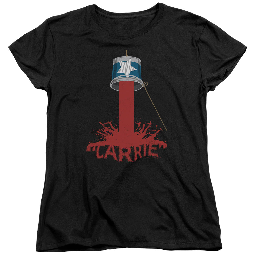 AN OFFCIALLY LICENSED CARRIE BUCKET OF BLOOD WOMEN'S REGULAR FIT T-SHIRT BLACK