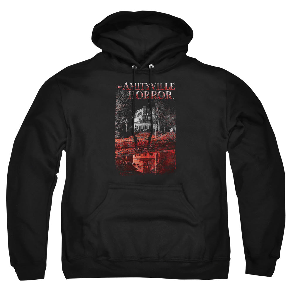 AN OFFCIALLY LICENSED AMITYVILLE HORROR COLD BLOOD ADULT UNISEX PULLOVER HOODIE BLACK