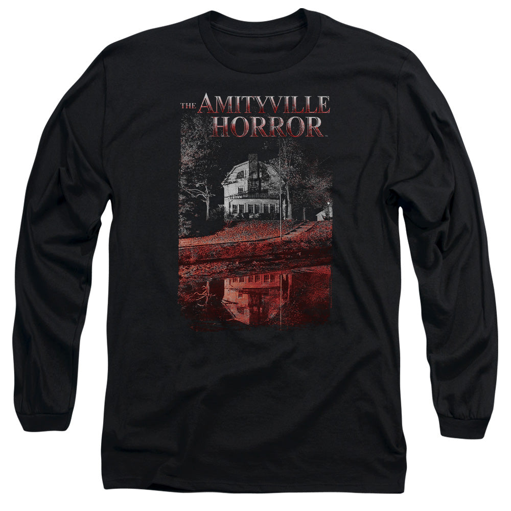 AN OFFCIALLY LICENSED AMITYVILLE HORROR COLD BLOOD MEN'S LONG SLEEVE T-SHIRT BLACK