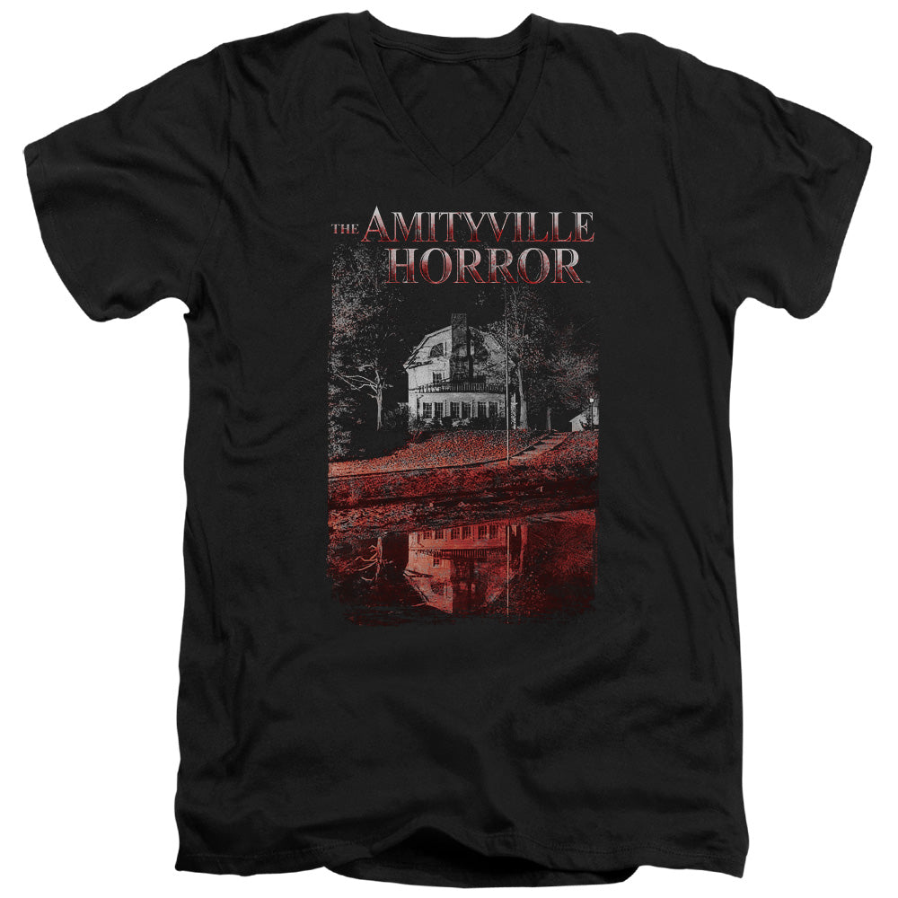 AN OFFCIALLY LICENSED AMITYVILLE HORROR COLD BLOOD MEN'S V-NECK T-SHIRT BLACK