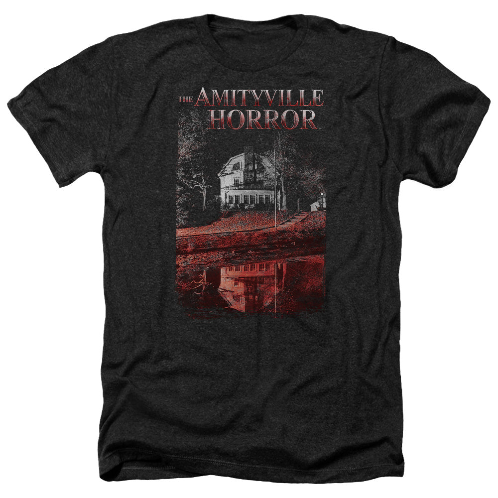 AN OFFCIALLY LICENSED AMITYVILLE HORROR COLD BLOOD MEN'S HEATHER T-SHIRT CHARCOAL