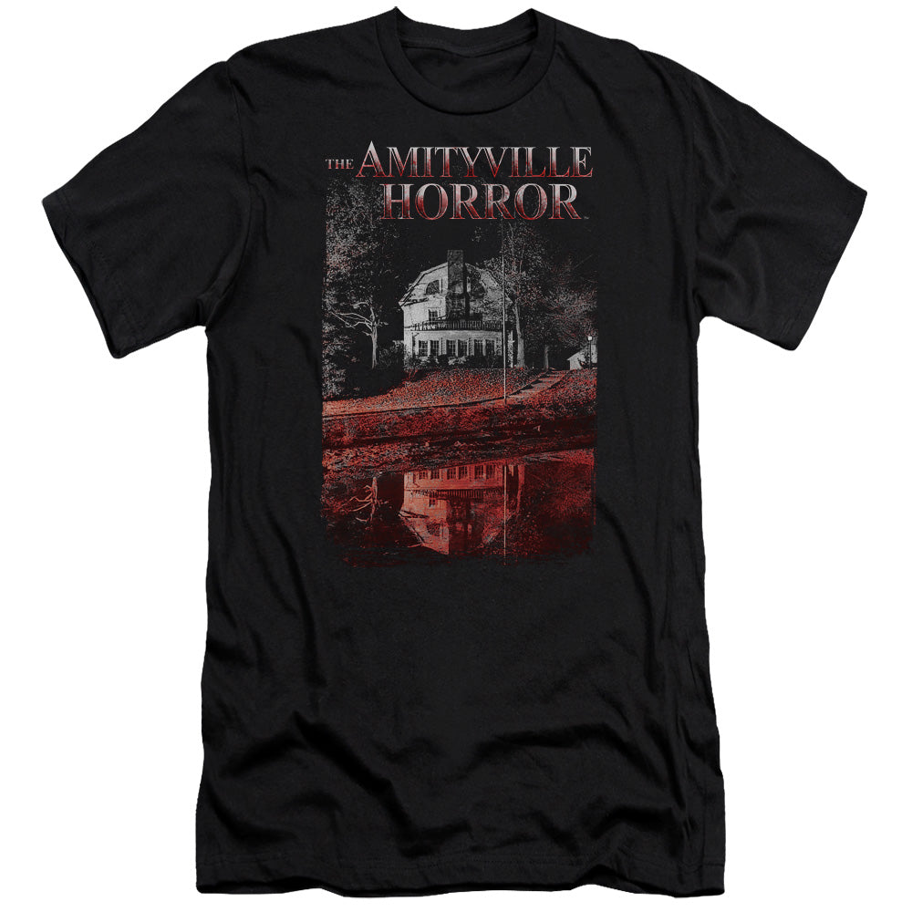 AN OFFCIALLY LICENSED AMITYVILLE HORROR COLD BLOOD MEN'S PREMIUM SLIM FIT T-SHIRT BLACK