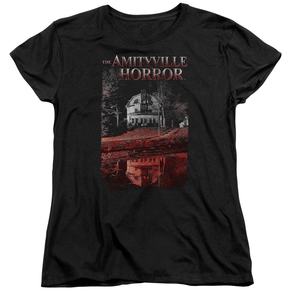 AN OFFCIALLY LICENSED AMITYVILLE HORROR COLD BLOOD WOMEN'S REGULAR FIT T-SHIRT BLACK