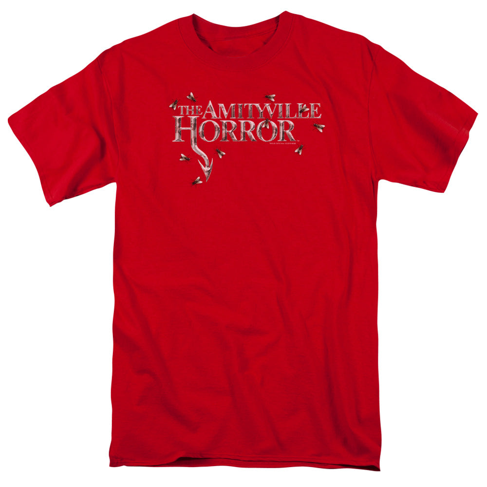 AN OFFCIALLY LICENSED AMITYVILLE HORROR FLIES MEN'S REGULAR FIT T-SHIRT RED