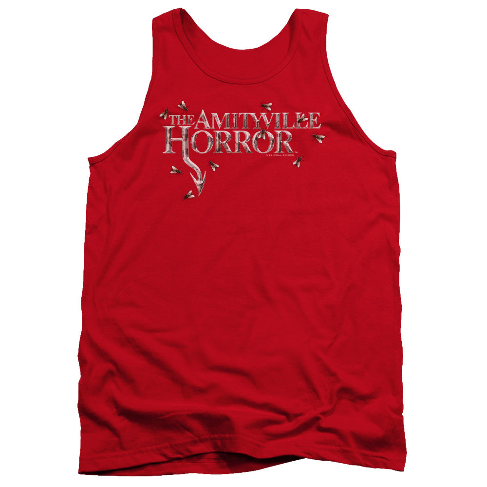 AN OFFCIALLY LICENSED AMITYVILLE HORROR FLIES ADULT UNISEX TANK TOP RED