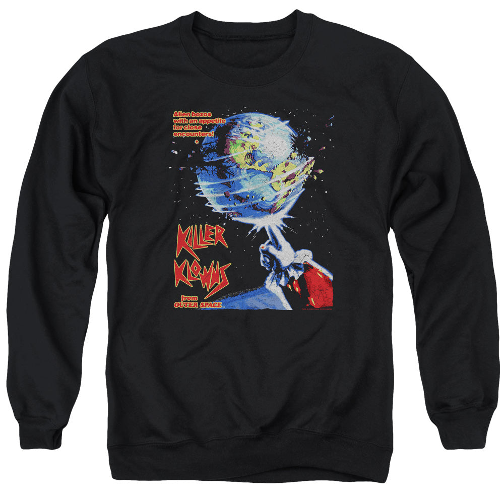 AN OFFCIALLY LICENSED KILLER KLOWNS FROM OUTER SPACE INVADERS ADULT UNISEX CREWNECK SWEATSHIRT BLACK