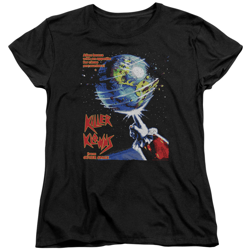 AN OFFCIALLY LICENSED KILLER KLOWNS FROM OUTER SPACE INVADERS WOMEN'S REGULAR FIT T-SHIRT BLACK