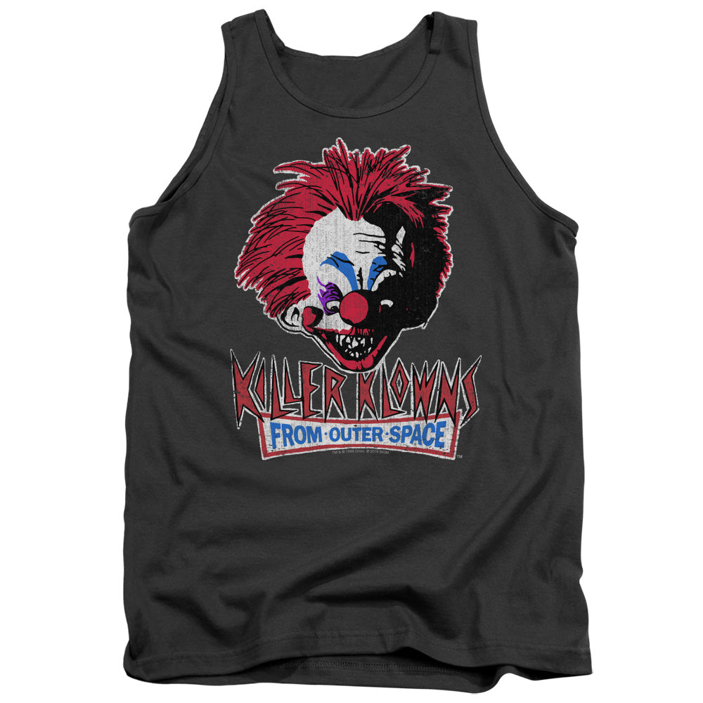 AN OFFCIALLY LICENSED KILLER KLOWNS FROM OUTER SPACE ROUGH CLOWN ADULT UNISEX TANK TOP CHARCOAL