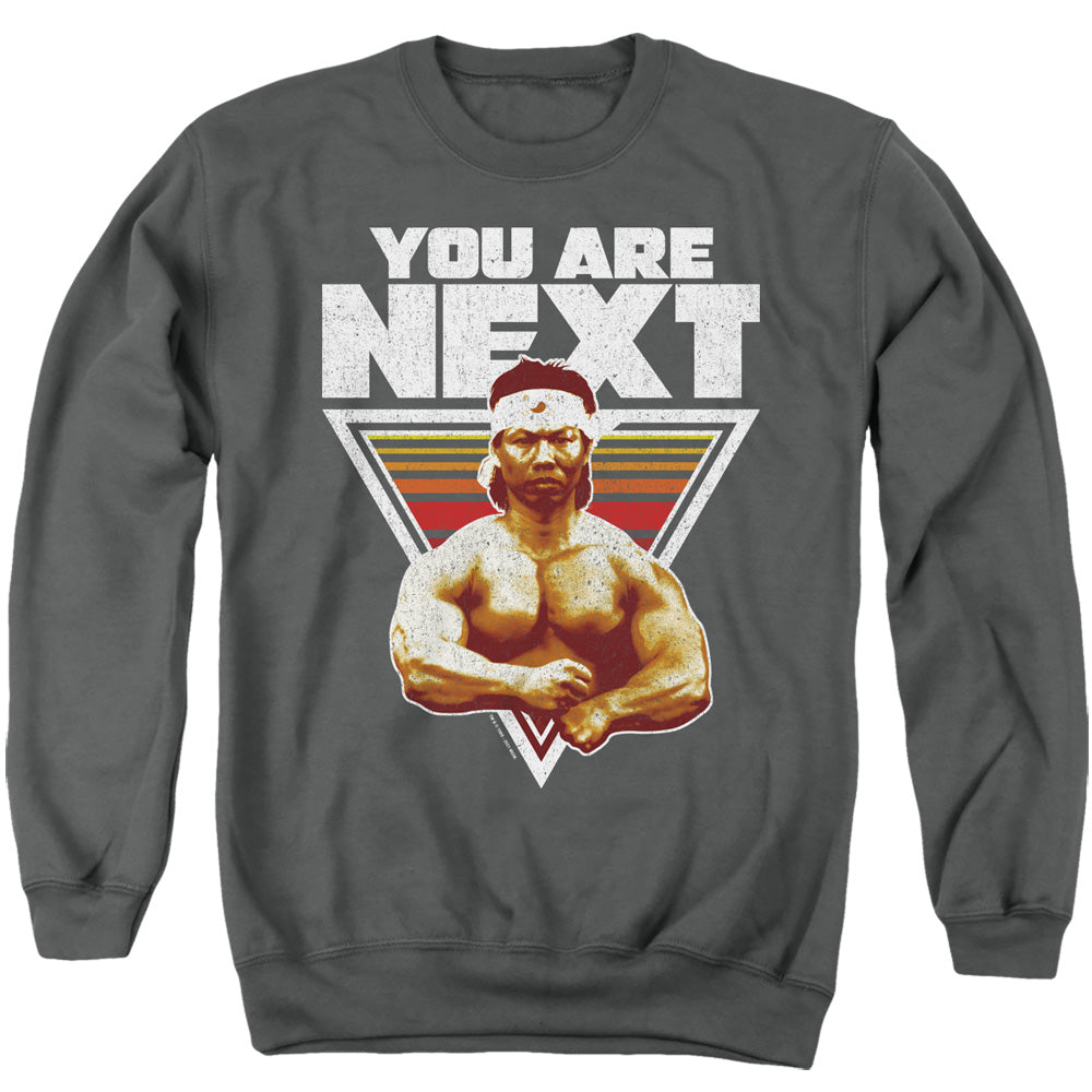AN OFFCIALLY LICENSED BLOODSPORT YOU ARE NEXT ADULT UNISEX CREWNECK SWEATSHIRT CHARCOAL