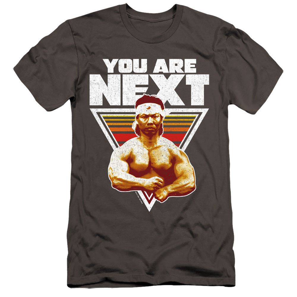 AN OFFCIALLY LICENSED BLOODSPORT YOU ARE NEXT MEN'S PREMIUM SLIM FIT T-SHIRT CHARCOAL