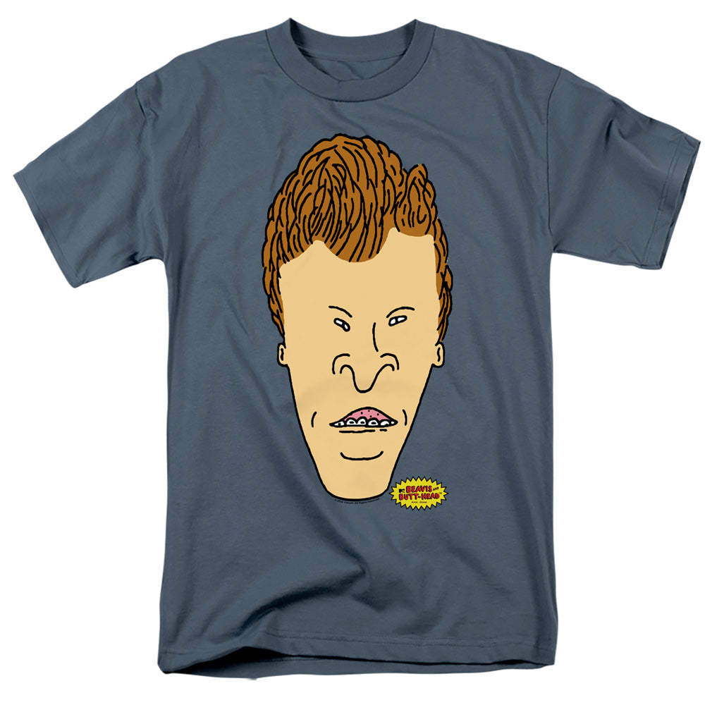 AN OFFCIALLY LICENSED BEAVIS AND BUTTHEAD BUTTHEAD HEADSOT MEN'S REGULAR FIT T-SHIRT SLATE