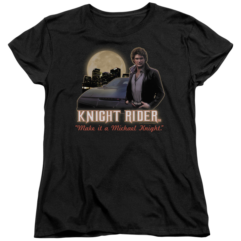 AN OFFCIALLY LICENSED KNIGHT RIDER FULL MOON WOMEN'S REGULAR FIT T-SHIRT BLACK