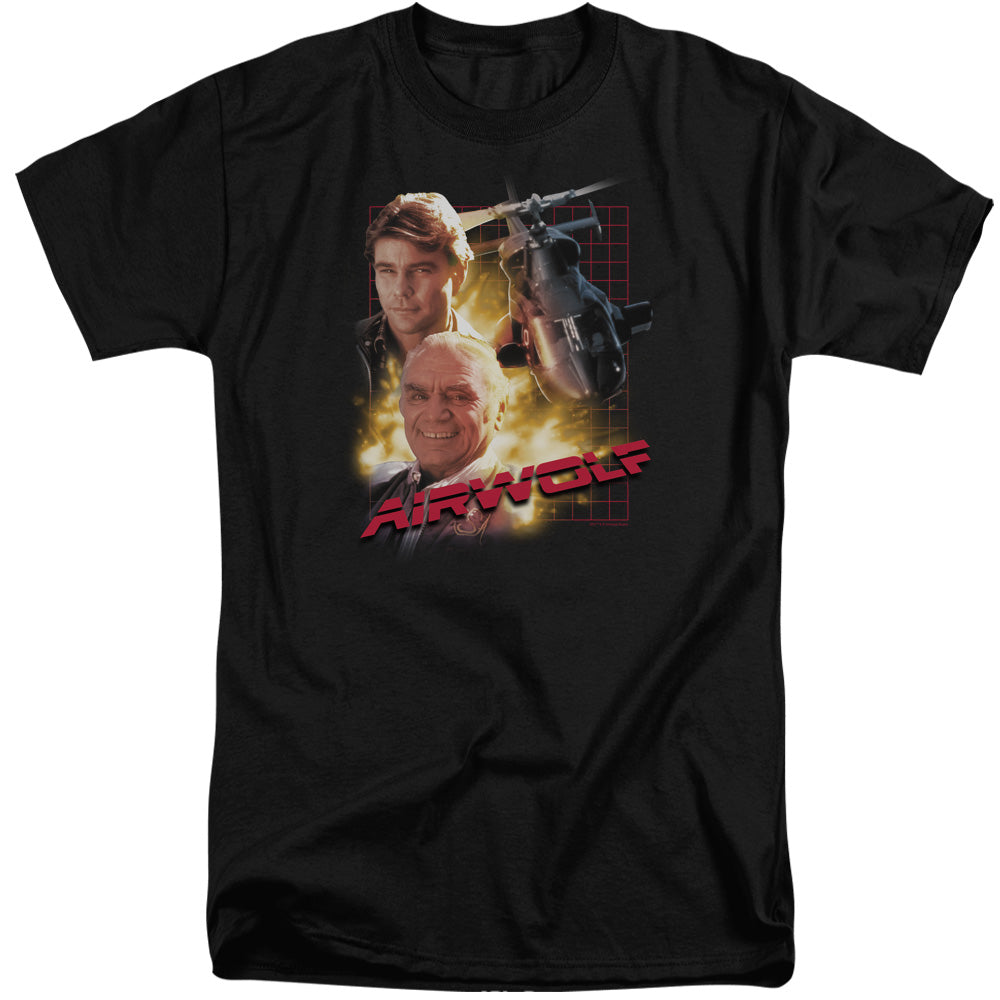 AN OFFCIALLY LICENSED AIRWOLF AIRWOLF MEN'S TALL FIT T-SHIRT BLACK