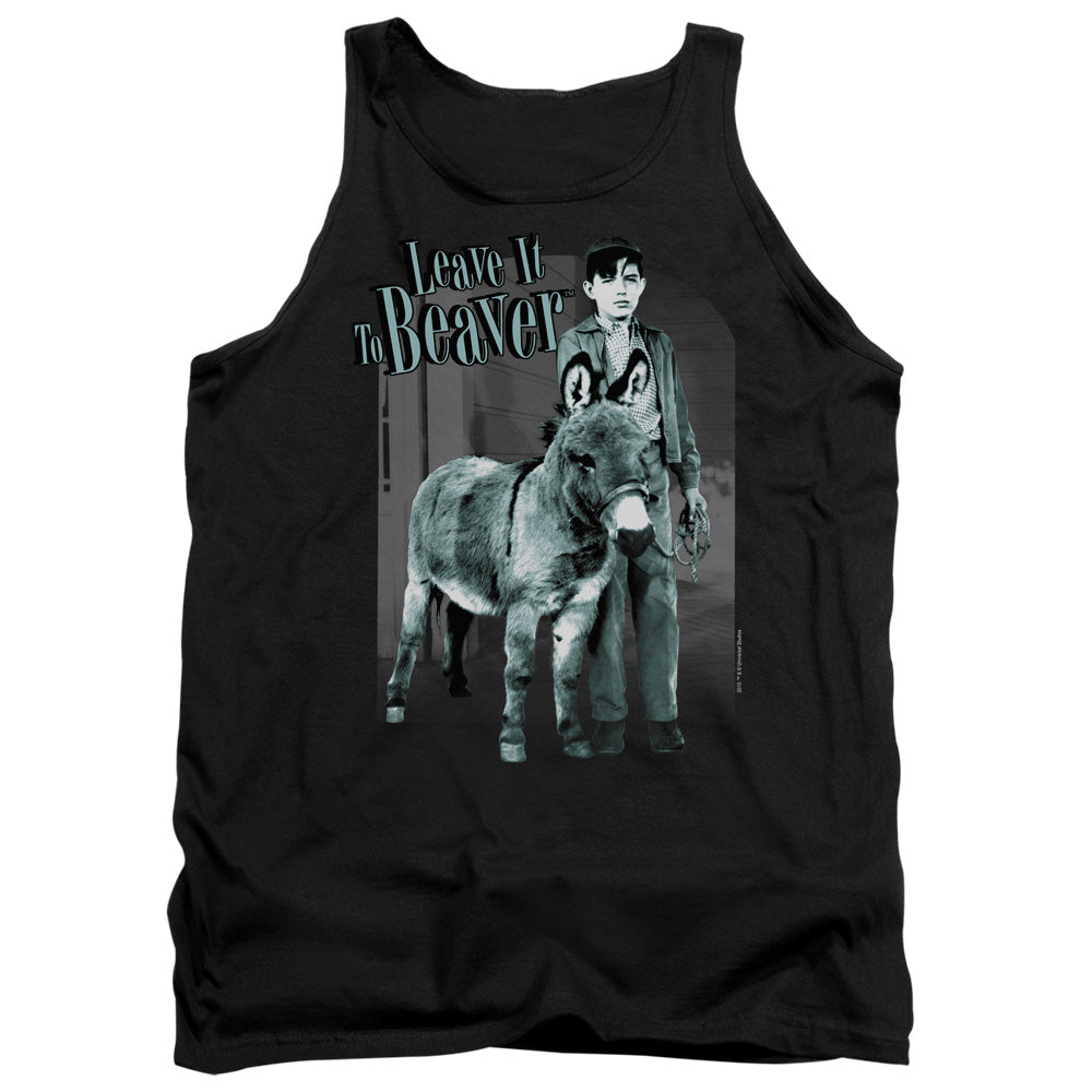 AN OFFCIALLY LICENSED LEAVE IT TO BEAVER UP TO SOMETHING ADULT UNISEX TANK TOP BLACK
