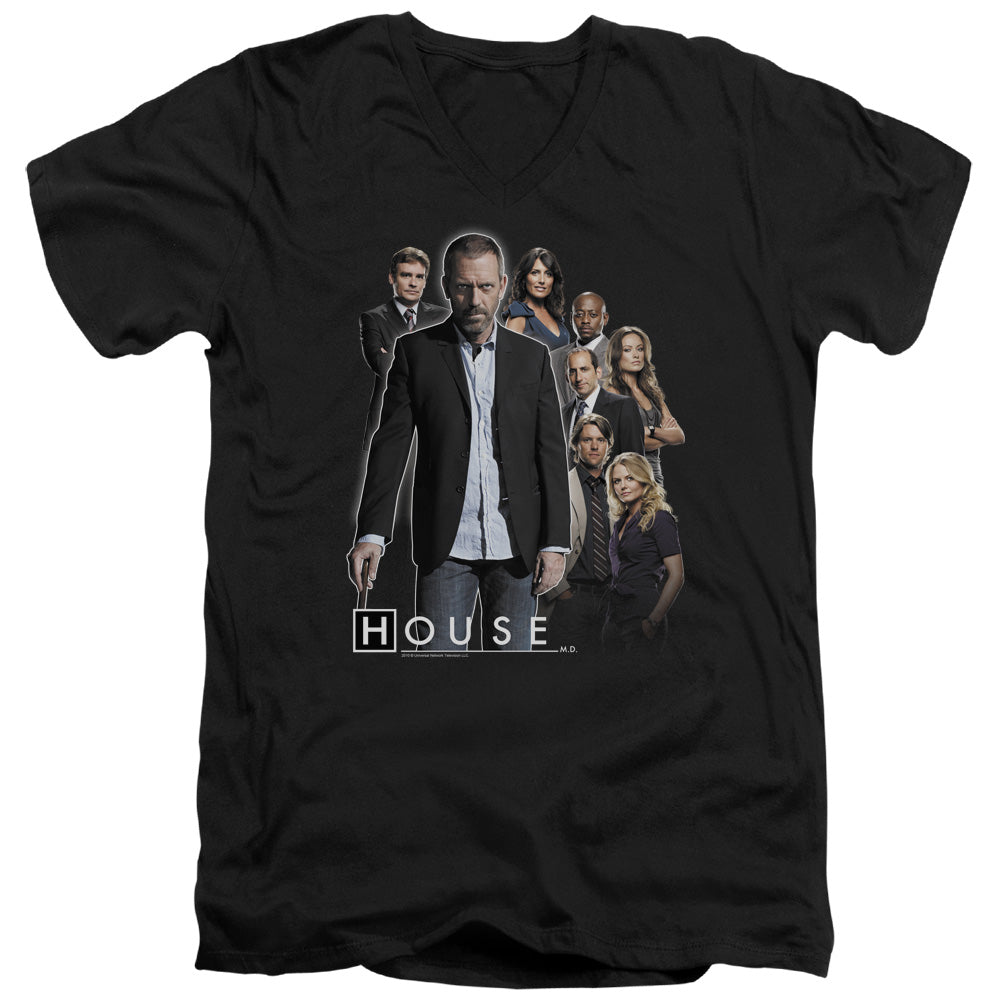 AN OFFCIALLY LICENSED HOUSE CREW MEN'S V-NECK T-SHIRT BLACK