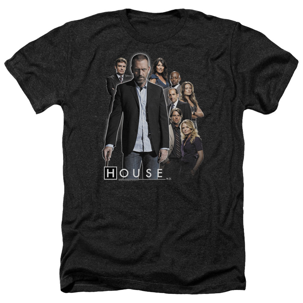 AN OFFCIALLY LICENSED HOUSE CREW MEN'S HEATHER T-SHIRT CHARCOAL