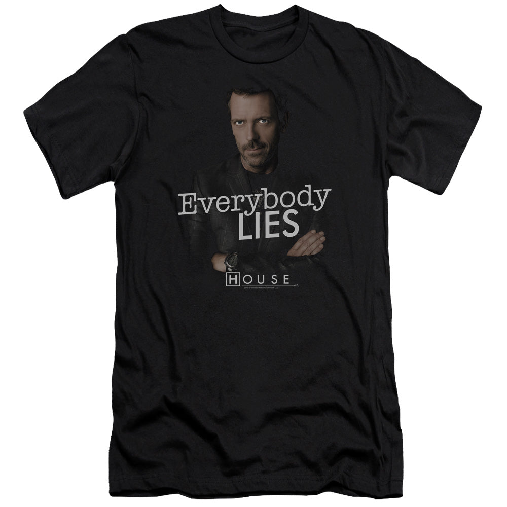 AN OFFCIALLY LICENSED HOUSE EVERYBODY LIES MEN'S PREMIUM SLIM FIT T-SHIRT BLACK