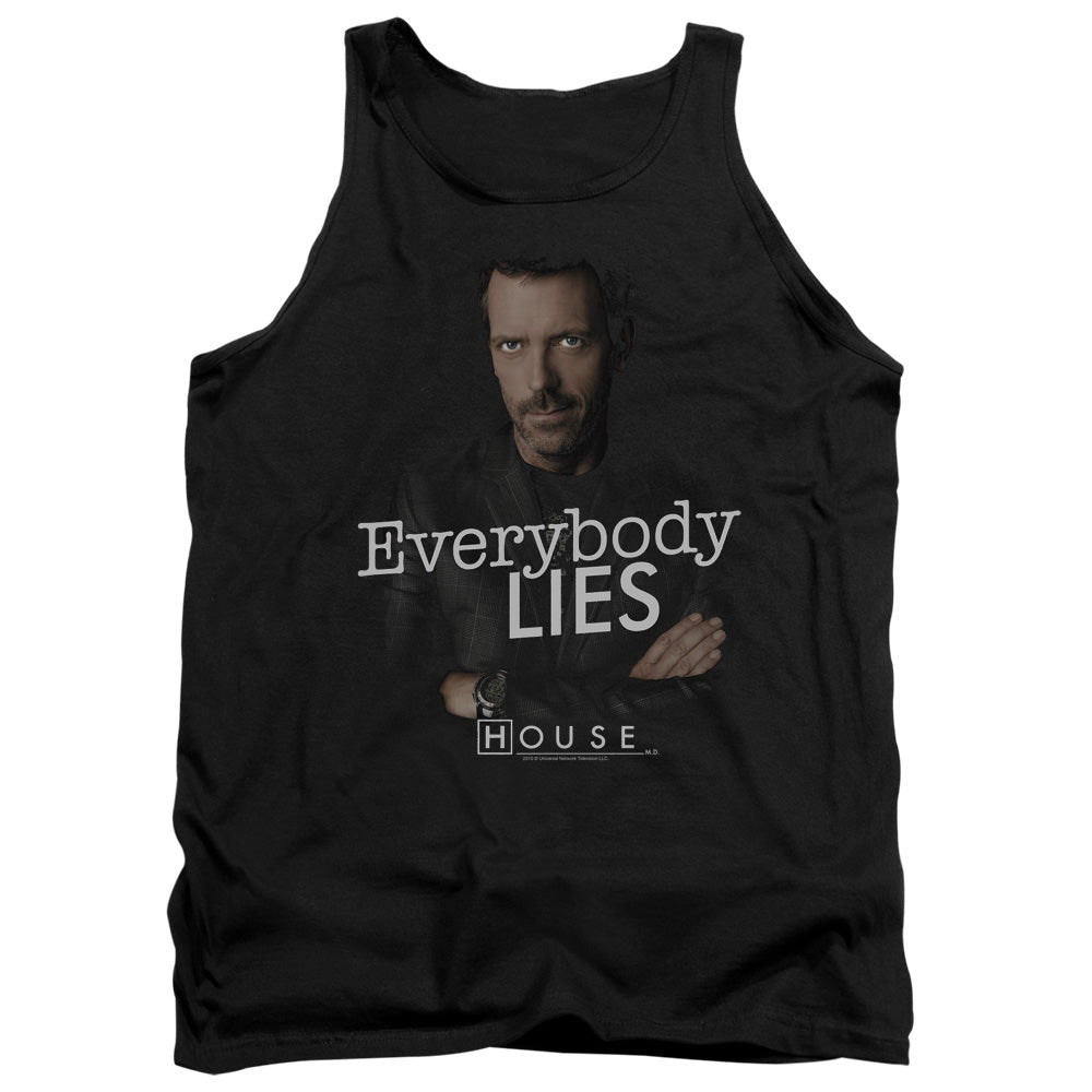 AN OFFCIALLY LICENSED HOUSE EVERYBODY LIES ADULT UNISEX TANK TOP BLACK