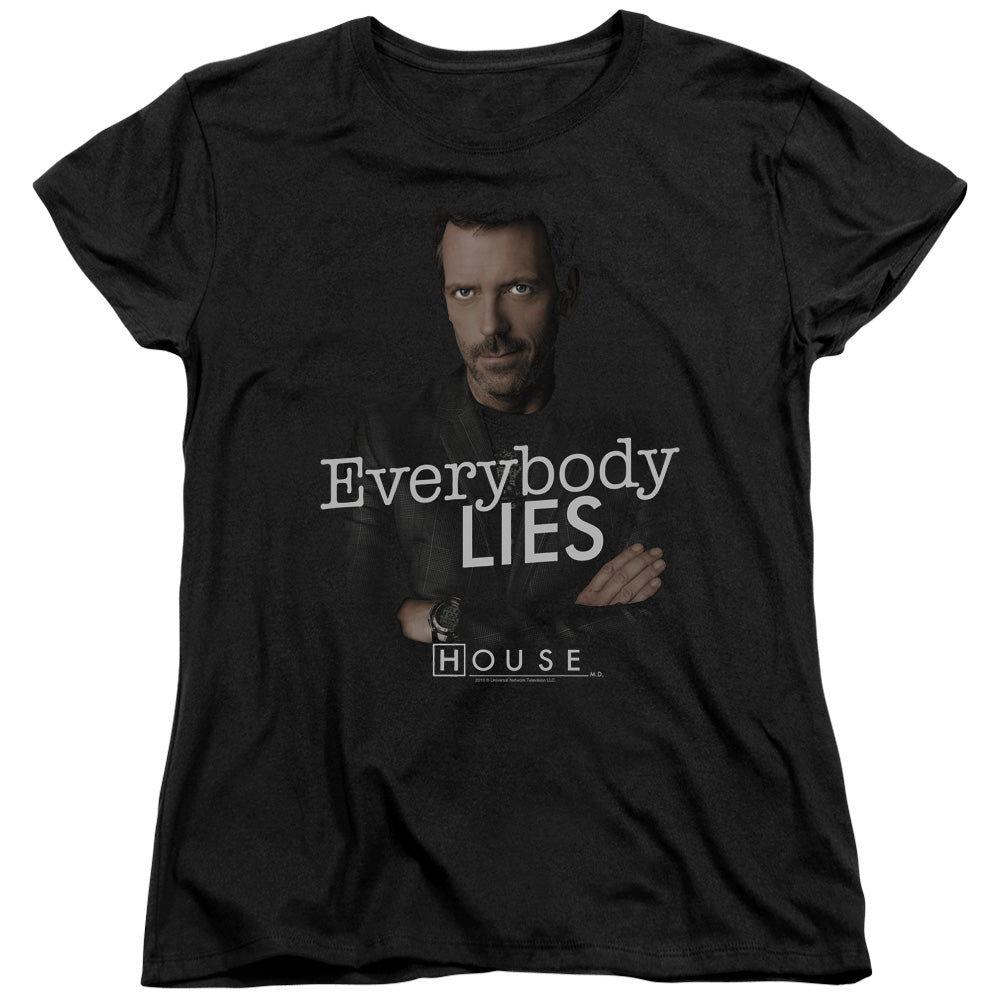 AN OFFCIALLY LICENSED HOUSE EVERYBODY LIES WOMEN'S REGULAR FIT T-SHIRT BLACK