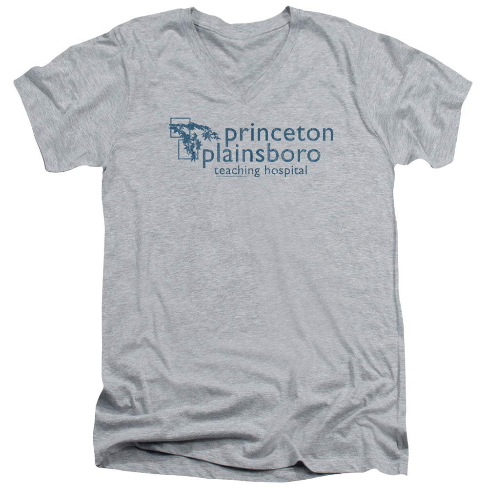 AN OFFCIALLY LICENSED HOUSE PRINCETON PLAINSBORO MEN'S V-NECK T-SHIRT ATHLETIC HEATHER