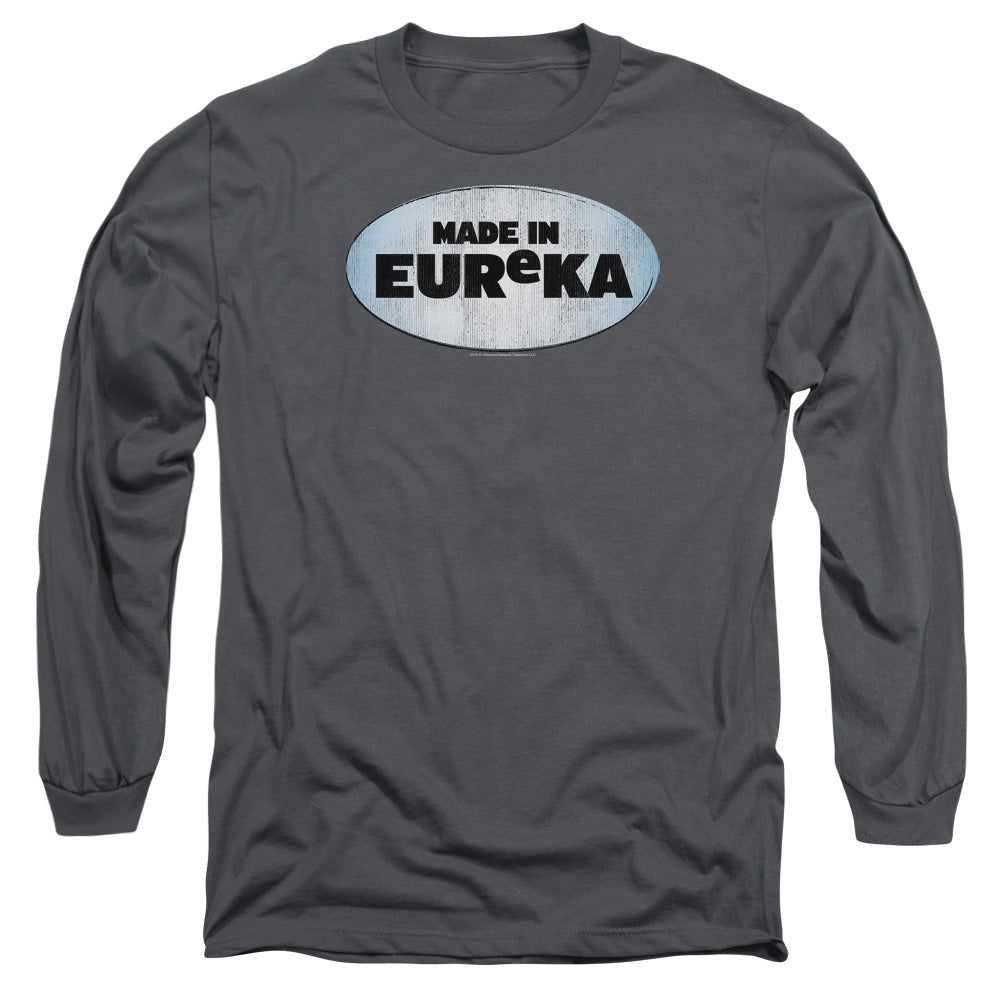 AN OFFCIALLY LICENSED EUREKA MADE IN EUREKA MEN'S LONG SLEEVE T-SHIRT CHARCOAL