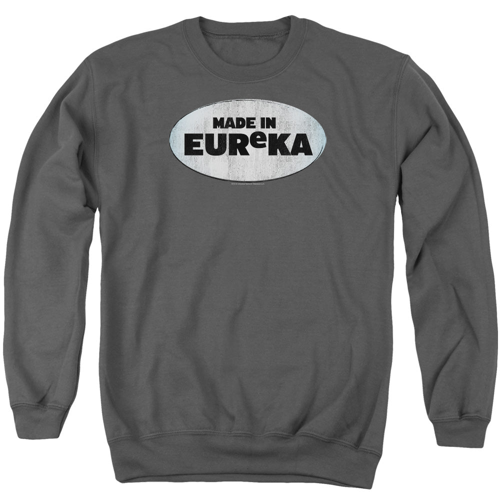 AN OFFCIALLY LICENSED EUREKA MADE IN EUREKA ADULT UNISEX CREWNECK SWEATSHIRT CHARCOAL