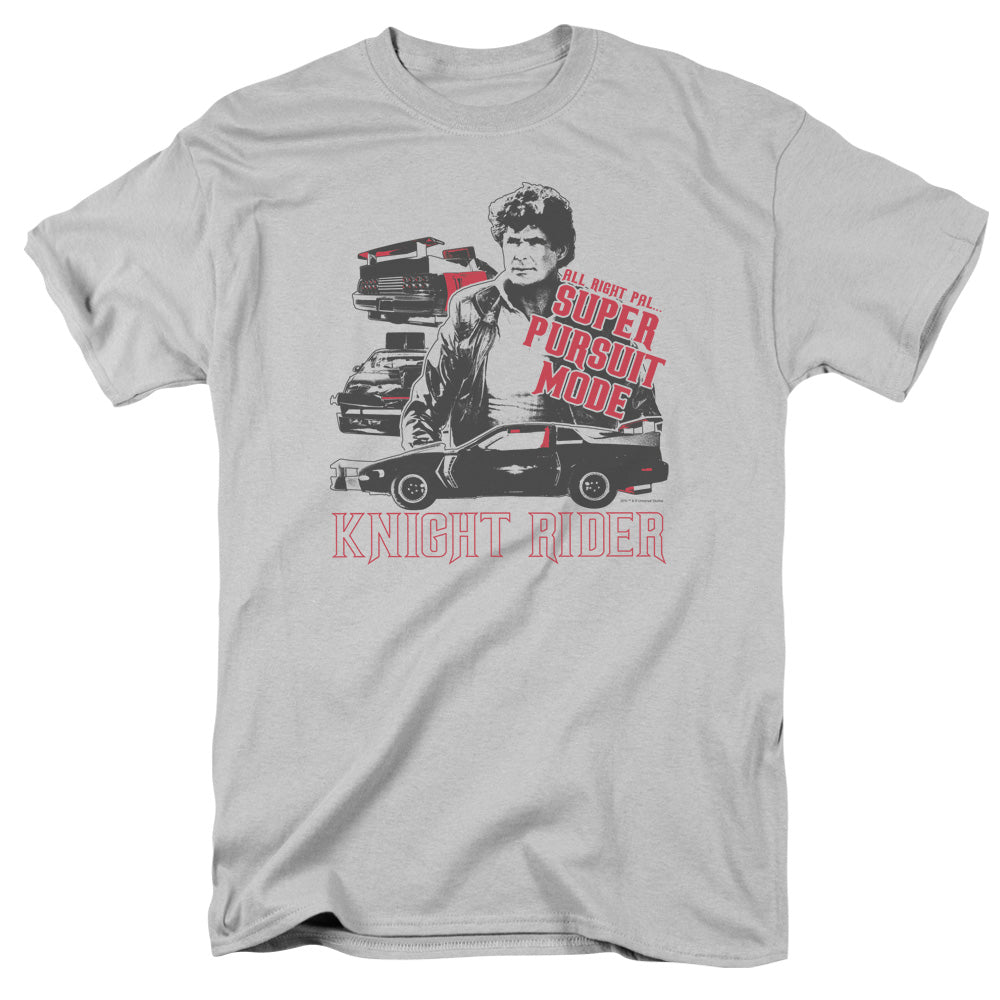 AN OFFCIALLY LICENSED KNIGHT RIDER SUPER PURSUIT MODE MEN'S REGULAR FIT T-SHIRT SILVER