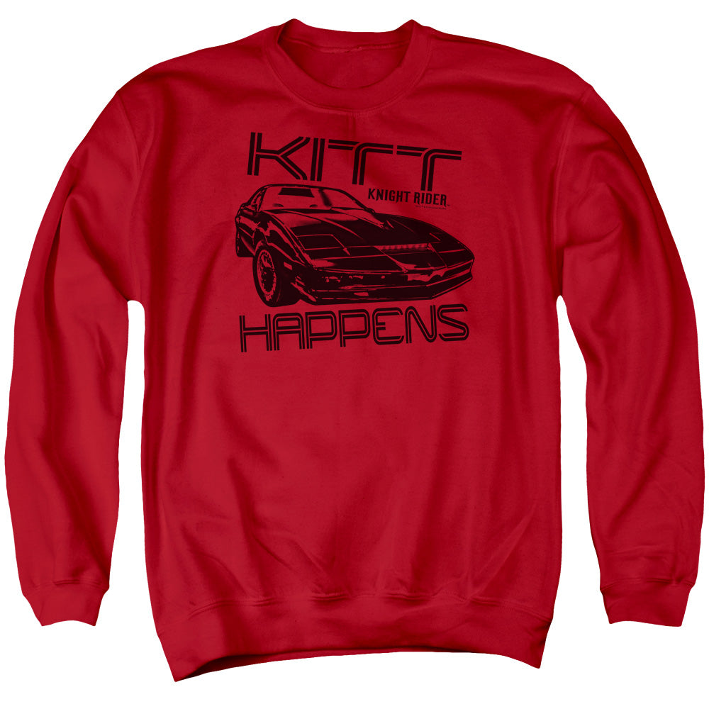 AN OFFCIALLY LICENSED KNIGHT RIDER KITT HAPPENS ADULT UNISEX CREWNECK SWEATSHIRT RED