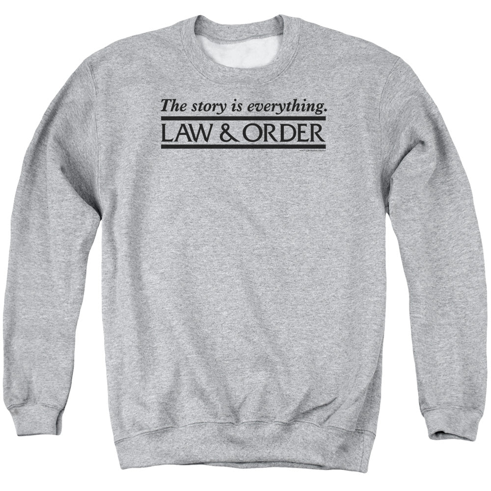 AN OFFCIALLY LICENSED LAW AND ORDER STORY ADULT UNISEX CREWNECK SWEATSHIRT ATHLETIC HEATHER
