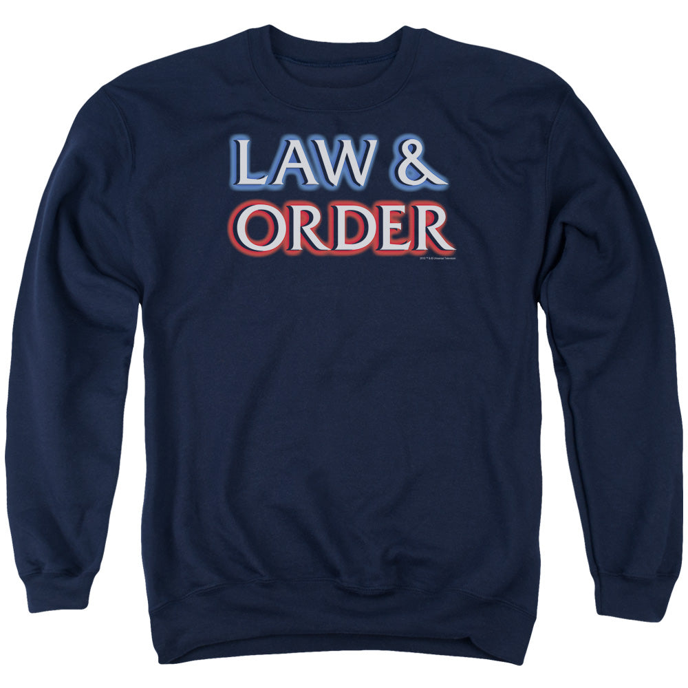 AN OFFCIALLY LICENSED LAW AND ORDER LOGO ADULT UNISEX CREWNECK SWEATSHIRT NAVY