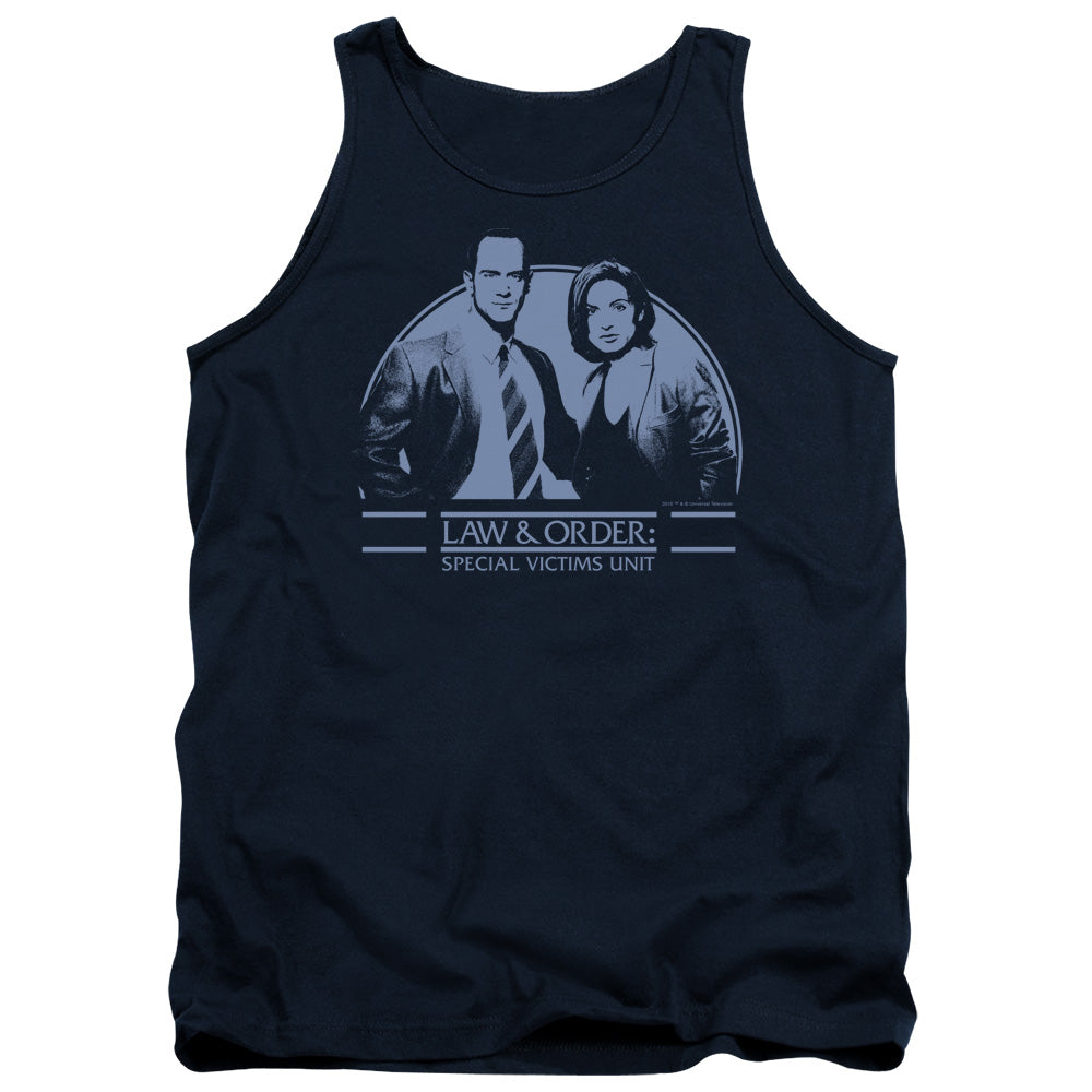 AN OFFCIALLY LICENSED LAW AND ORDER SVU ELLIOT&OLIVIA ADULT UNISEX TANK TOP NAVY